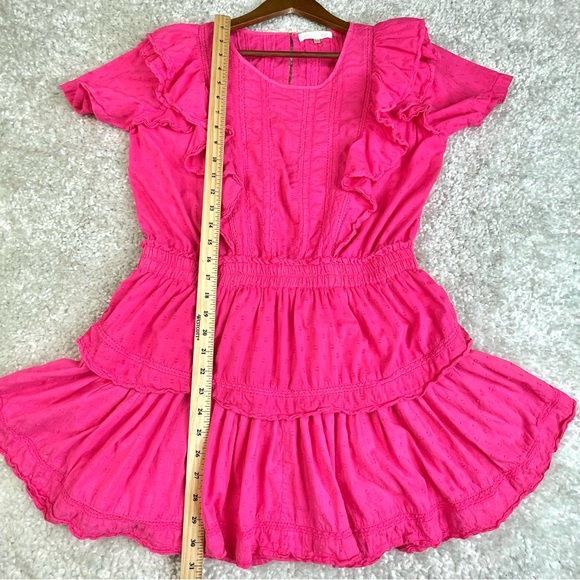 LOVE SHACK FANCY hot pink Natasha mini dress watermelon ice ruffle size XL - Picture 14 of 16